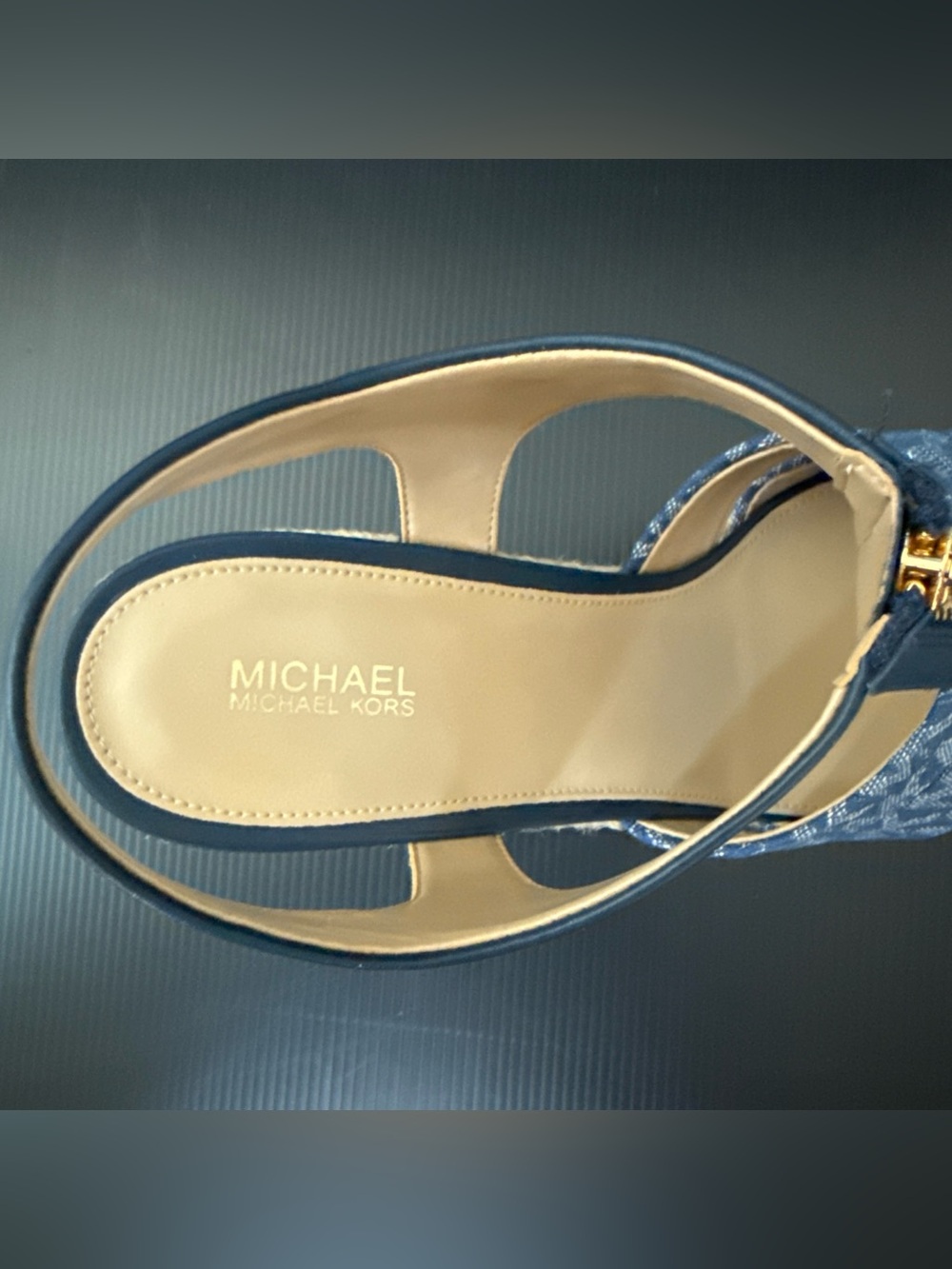NIB Michael Kors Denim Jacquard Berkley Wedge Espadrille Sandal Women’s Size 10 - Picture 8 of 13